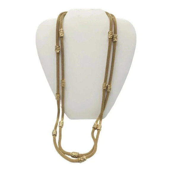 Vendome 61" Extra Long Ornate Gold Tone Metal Flapper Inspired Necklace - Picture 1 of 6